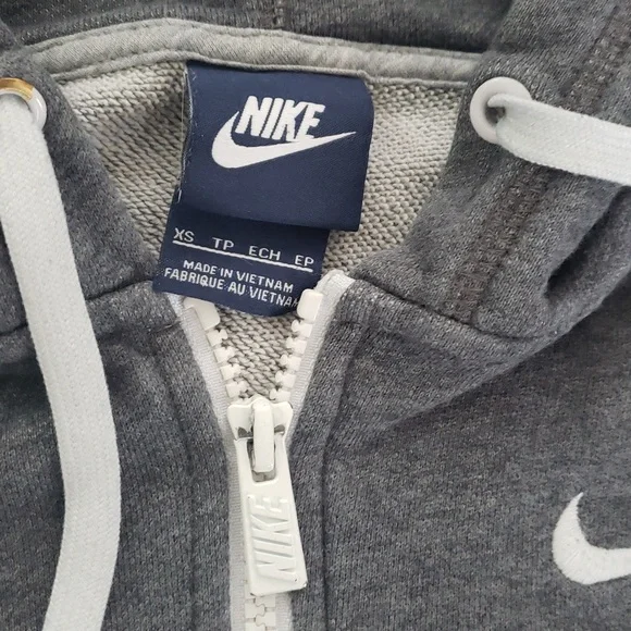 Nike Heather Gray Full Zip Hoodie with White Accents Size XS - Picture 6 of 10